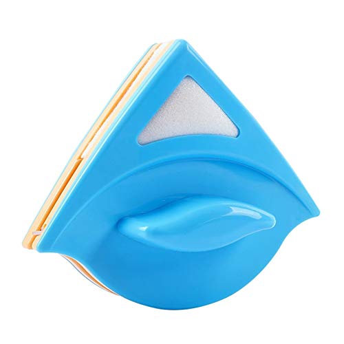 Rpanle Limpiador de Ventanas Magnetico, Eficaz para Ventanas de un Solo Vidrio con Espesor de 3-8 mm, Cepillo de Llimpieza Doble Cara con Cuerda Anti-caída (Azul)