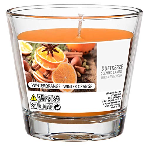 Smart Planet Juego de 6 velas aromáticas en tarro de cristal, aroma de naranja, tamaño grande, 25 horas de combustión