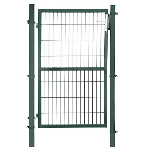 SONGMICS GGD200L GGD200L-Puerta para jardín (Acero galvanizado, Resistente y Duradera, con Cerradura y Llave, tamaño de la Puerta: 150 x 106 cm), Color Verde