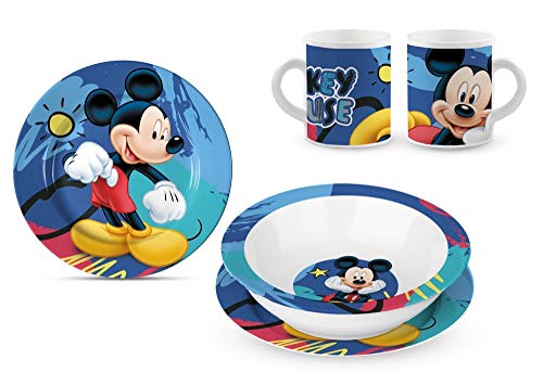 Star Licensing Conjunto de almuerzoin cerámica - Platos e Copa Disney Mickey
