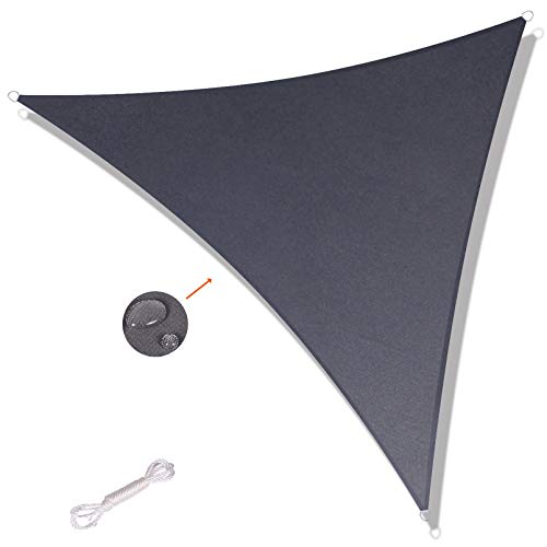 SUNNY GUARD Toldo Vela de Sombra Triangular 3.6x3.6x3.6m Impermeable a Prueba de Viento protección UV para Patio, Exteriores, Jardín, Color Antracita