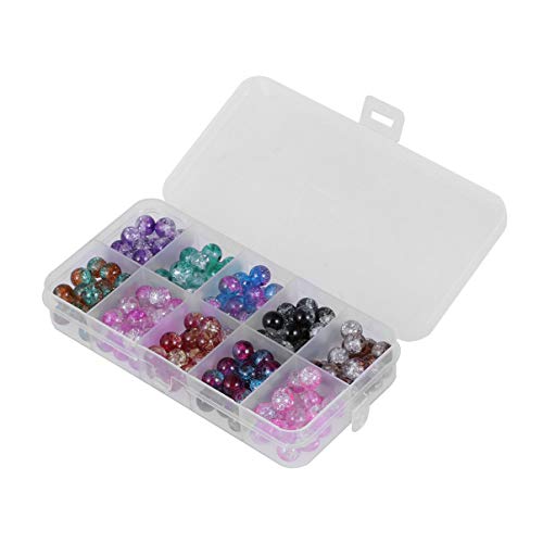 SUPVOX 200 piezas de cuentas redondas de vidrio cuentas de craquelado coloridas cuentas sueltas de vidrio para hacer joyas 8 mm