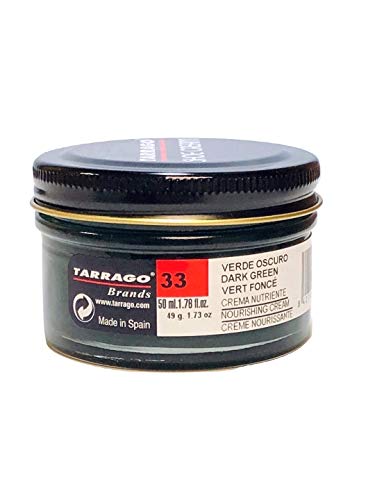 Tarrago | Shoe Cream 50 ml | Crema para Zapatos, Bolsos y Accesorios de Cuero y Cuero Sintético (Verde Oscuro 33)
