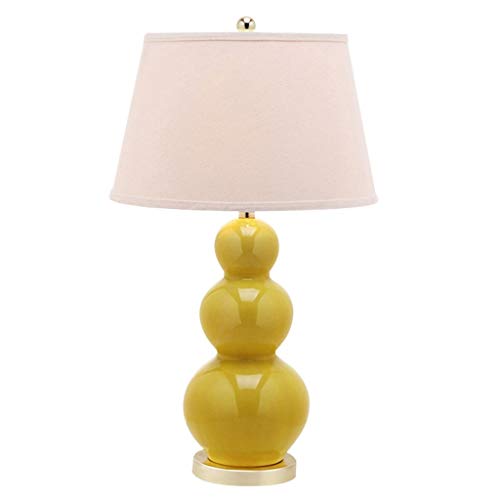Teeri - Lámpara de mesa de cerámica, luz de dormitorio, moderna y creativa, lámpara de escritorio de noche, color amarillo limón personalizado para el salón de la habitación, lámpara de mesa