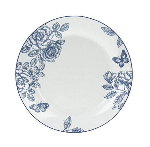 Tognana Olimpia Garden - Juego de 6 platos llanos, porcelana, azul, 6 unidades