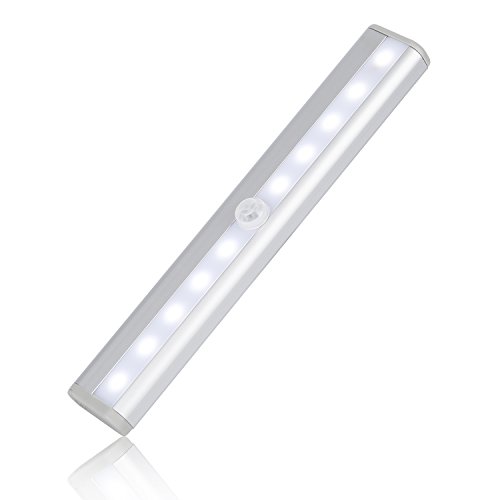 Tsing Barra de Luz con Sensor de Movimiento 10 LEDs Inalámbrica Lámpara Nocturna para Armario/Cajón/Camino (Blanco)