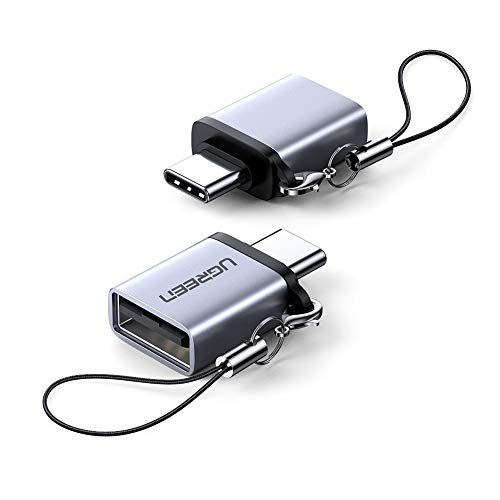 UGREEN Mini Adaptador USB-C a USB 3.0 Carga y Transfiere 5Gbps, Convertidor USB Tipo C Compatible Thunderbolt 3 para MacBook Pro, Macbook Air, iPad Pro 2020 2018, Aleación Aluminio,2 Unidades(Gris)