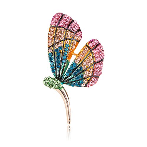 U/N Moda Color Diamante Mariposa Broche Broche Insecto Femenino Traje Ropa de Lana