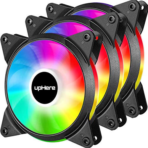 upHere 3-Pin 120mm Colorido/Rainbow LED Ventilador para Ordenador -Silencioso -Paquete de 3 (T3CF3-3)
