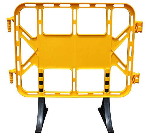 Valla de plástico obra peatonal en color amarillo, valla con patas extraíbles de 1 metro (1- Valla)