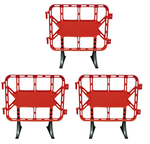 Valla de plástico obra peatonal en color rojo, valla con patas extraíbles de 1 metro (3- Vallas)