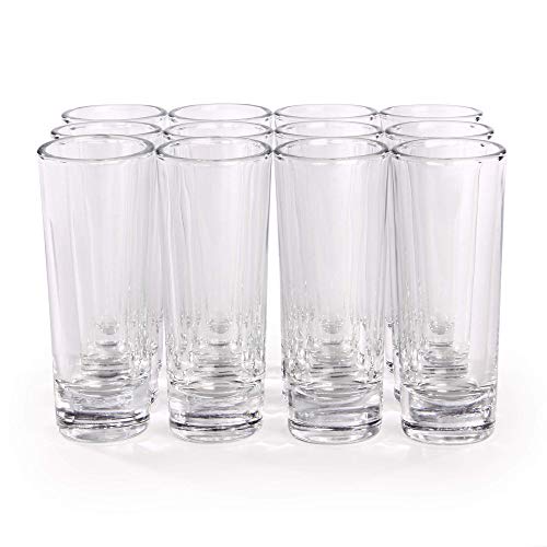 Vasos de chupito grandes - Juego de 12 | Party Vodka, Spirit, Liqueur & Digestif Shooter Set | Cristalería contemporánea de diseño moderno | M&W