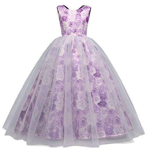 Vestido de fiesta de bodas para niños Modelo de vestidos de novia Rose niñas vestidos de los niños de la princesa boda del partido for los vestidos Vestido de fiesta ( Color : Purple , Size : 140cm )