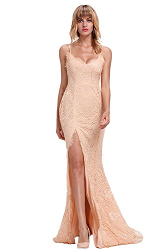 Vestido Mujer Largo - Elegante para Ceremonia y Eventos, Novia o Dama de Honor - para Fiesta Discoteca Moda Baile Model 5 Rosa S