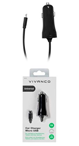 Vivanco 38346 Cargador de Coche para Movil, Micro USB, 12V, 1m