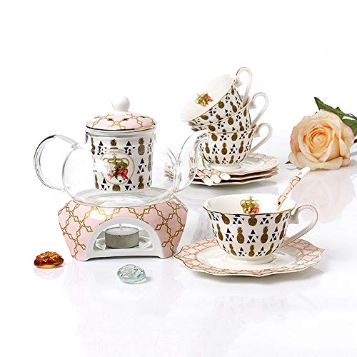 WanuigH Juego de Tazas de té Té Patrón Europea de la Flor Europea Juego de té de cerámica Juego de té de Flores Personalidad de la Copa Juego de Tetera (Color : Photo Color, Size : One Size)