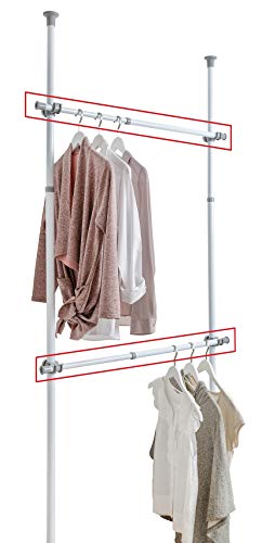 WENKO Barra para ropa HERKULES - Juego de 2 unidades, barra telescópica, Acero, 3 x 75-120 x 3 cm, Blanco