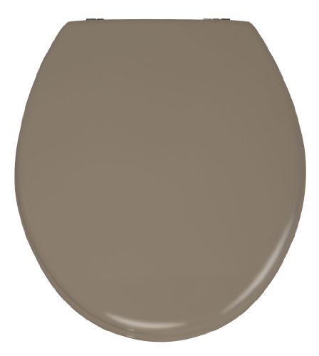 WENKO Tapa de WC Prima taupe opaco - adecuado para cisternas, sujeción de acero inox, MDF, 37 x 41 cm, Taupe