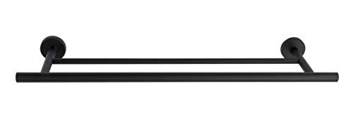 WENKO Toallero Duo Bosio Black mate - Toallero de barra, Acero inoxidable, 60 x 5.5 x 14 cm, Mate