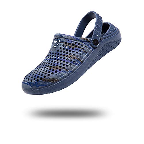 Zuecos Hombre Mujer Sanitarios Enfermera Zapatillas de Goma Casa Verano Chanclas Piscina Sandalias Playa Zapatos Plastico Jardín Ducha Azul-1 40 EU