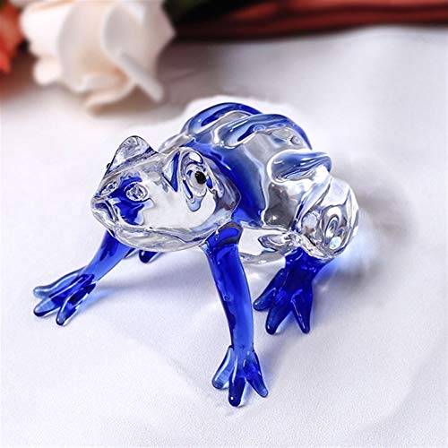 1 Pieza Regalos de Cristal Linda de la Rana Figurines miniaturas de Cristal Animal Crafts pisapapeles for los Ornamentos for niños Decoración del hogar (Color : Blue)