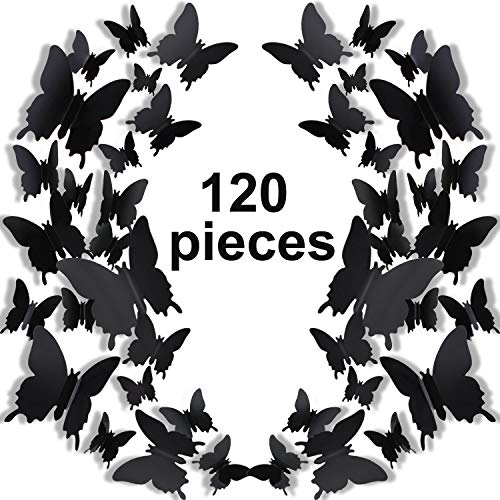 120 Piezas Pegatinas de Pared de 3D Mariposa 3 Tamaños Calcomanías Murales de Mariposa Extraíble para Decoración Arte Bricolaje Refrigerador Casa Boda Habitación Niño Bebé
