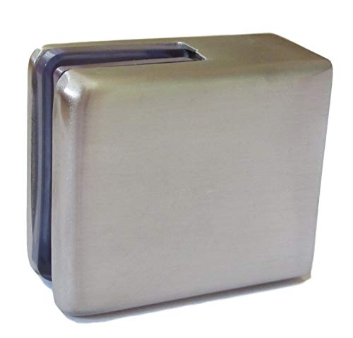 2 abrazaderas de cristal de acero inoxidable para cristal de 6 mm o 8 mm, herraje de sujeción para acristalamiento barandilla balcón – Forma de soporte rectangular (para cristal de 8 mm de grosor)