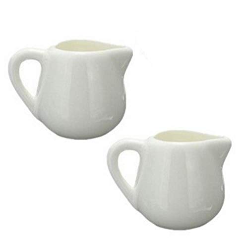2 tarros de cerámica para leche de 125 ml, color blanco