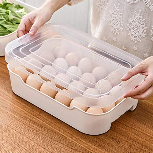 24 Rejillas Fridge Caja para Huevos con Tapa, Huevera de Plástico para Grandes Huevos - Proteja y Mantenga los Huevos Frescos, Huevos Bandeja de Cocina, Transparente