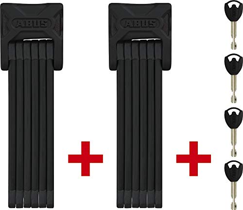 ABUS Bordo 6000/90 - Juego de 2 candados plegables con soporte para bicicleta (acero endurecido, nivel de seguridad 10 - 90 cm), color negro