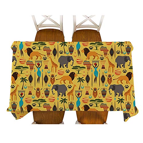 Africano Estilo Decoración de dibujos animados Animales Elefante Figura Mantel Mantel de Mesa de Comedor Cubierta Decoración Mantel A1 135x180cm