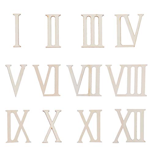 Artibetter - Juego de 12 piezas de madera con números romanos, con forma de rombos y números, para decoración del hogar, 7 cm