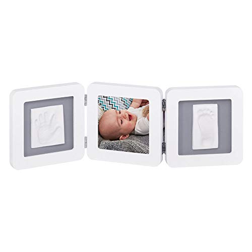 Baby Art My Baby Touch Kit de marco de huellas de mano y pie de bebé, set de regalo para bebé, de 0 meses a 3 años, 12 x 12 cm, blanco (White)
