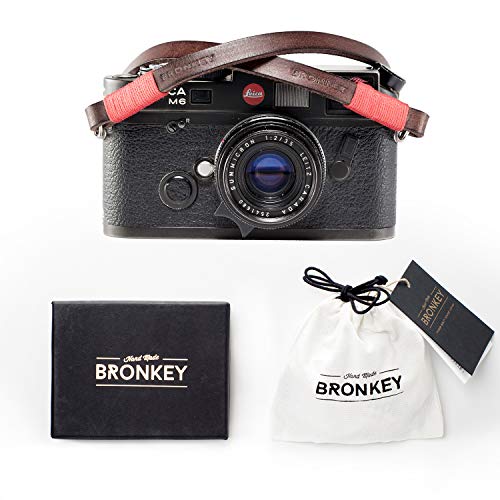 Bronkey Tokyo 102 (95 cm) - Correa para Cámara compacta - Cuello Hombro Vintage Retro cámara Piel Cuero Original Enganche Universal para Sony, Fuji, Leica, Pentax, Etc.