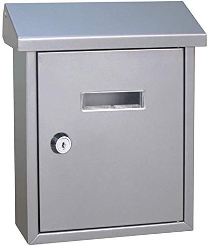 Caja de correos de acero de carga superior Montaje en pared Cajas de letras en antracita Montado en la pared Classic Premium Buzón de correo a prueba de agua Buzones de correo 1111 ( Color : Silver )