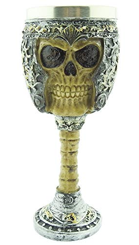 Cáliz medieval - calavera - copa - calavera - esqueleto - 3d - casco - acero inoxidable - resina - cáliz de caballero - horror - gótico - idea de regalo - vino - vikingo - medieval - halloween