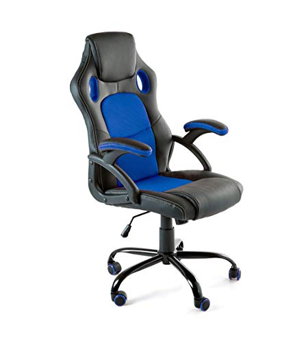 CAMBIA TUS MUEBLES - Silla Gaming X-One sillón Giratorio de Oficina despacho Escritorio, en Negro Rojo Azul y Gris (Azul)