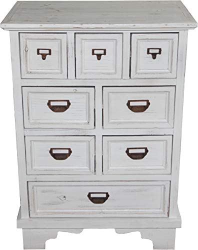 Casa Padrino Shabby Chic Country House Style Chest of Drawers with 8 Drawers Antique White B 64 cm, H 90 cm - Antique Chest of Drawers