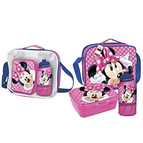 Cerdá - Portameriendas Termico con Botella Infantil y Tupper para Niños de Minnie Mouse - Licencia Oficial Disney Studios®