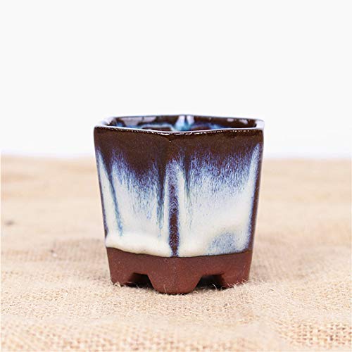 CHZIMADE Kesheng Adorably Mini maceta de cerámica esmaltada para bonsái, maceta suculenta, maceta de flores para decoración de mesa del hogar