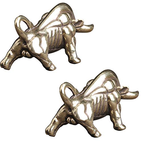 CLISPEED 4 Piezas de Bronce Estatuillas de Toro Estatua de Buey Decorativa Figura en Miniatura de Bronce Año del Zodiaco Chino del Buey Vaca Año Nuevo Ornamento Riqueza Suerte Estatuilla