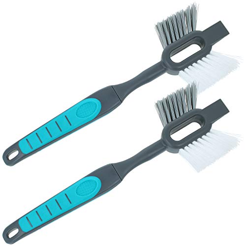 com-four® 2X 2in1 Cepillo para Azulejos y Juntas con raspador - Limpiador de Juntas para baño, Cocina y hogar