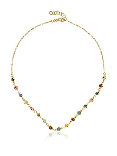 Córdoba Jewels | Gargantilla en Plata de Ley 925 bañado en Oro. Diseño Ojo Turco Oro