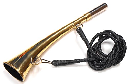 Corneta de calidad, corneta de caza, corneta de soplo Con trenzado a base de cuero auténtico, Large