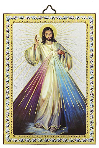 Cuadro Jesús Misericordioso estampa sobre madera - 10 x 14 cm