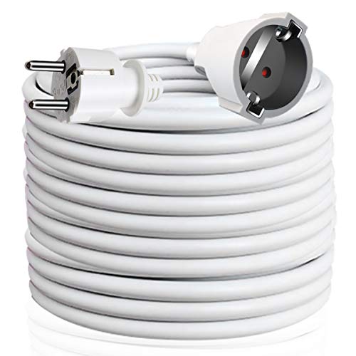 EXTRASTAR Cable Extensible con PROTECCIÓN, Cable Extensible electrico 15 Metros 230V / 16A / máx. 3680W Blanco