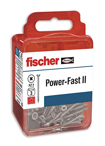Fischer - Tornillos FPF II, Caja de tornillos para madera, Rosca parcial de 3,5X40, Cincados; Blíster de 60 unidades