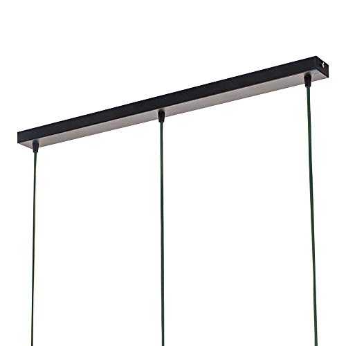 Flairlux Baldaquino rectangular de 3 focos, color negro, metal para la construcción de lámparas de techo, longitud 90 cm x ancho 5 cm x altura 2,5 cm