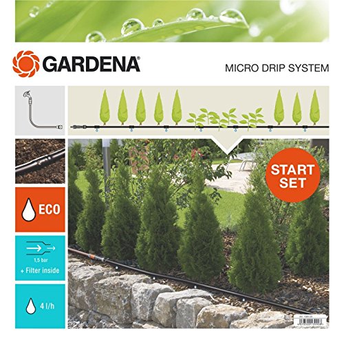 Gardena 13011-20 Set de Inicio para hileras M: Sistema jardín Micro-Drip para un riego Que Ahorra Agua y Protege Las plantaciones en Fila, Estándar
