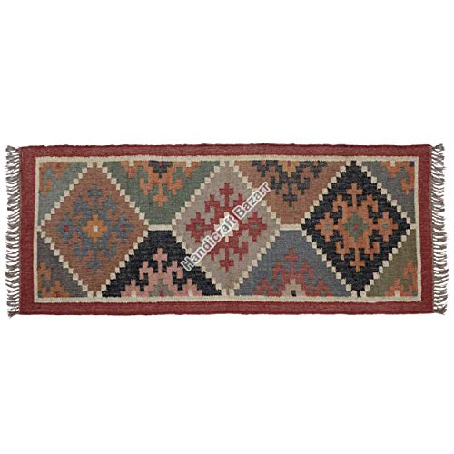 Handicraft Bazarr Alfombra de yute hecha a mano de 2,5 x 6 pies alfombra de yute alfombra de estilo vintage, alfombra india de lana, alfombra de yute, alfombra turca, zona étnica, alfombra de yute